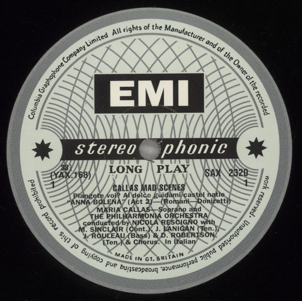 Maria Callas Mad Scenes From Anna Bolena * Hamlet * Il Pirata UK vinyl LP album (LP record) M44LPMA880827