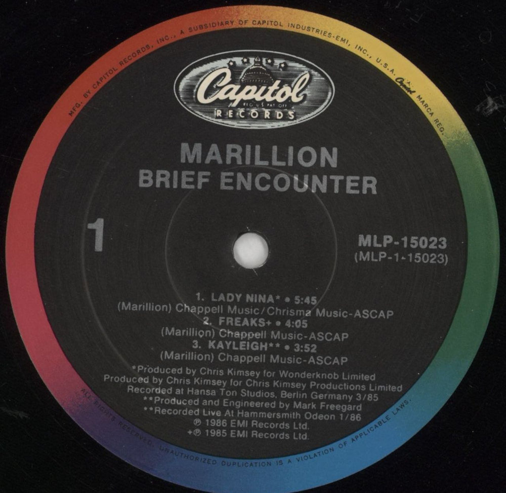 Marillion Brief Encounter US vinyl LP album (LP record) MARLPBR29532