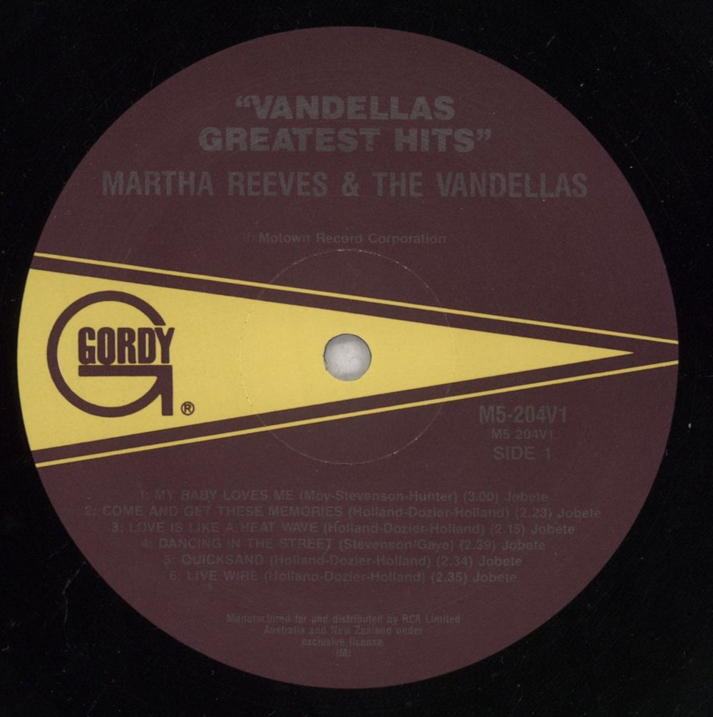 Martha Reeves & The Vandellas Greatest Hits Australian vinyl LP album (LP record) RVELPGR836917