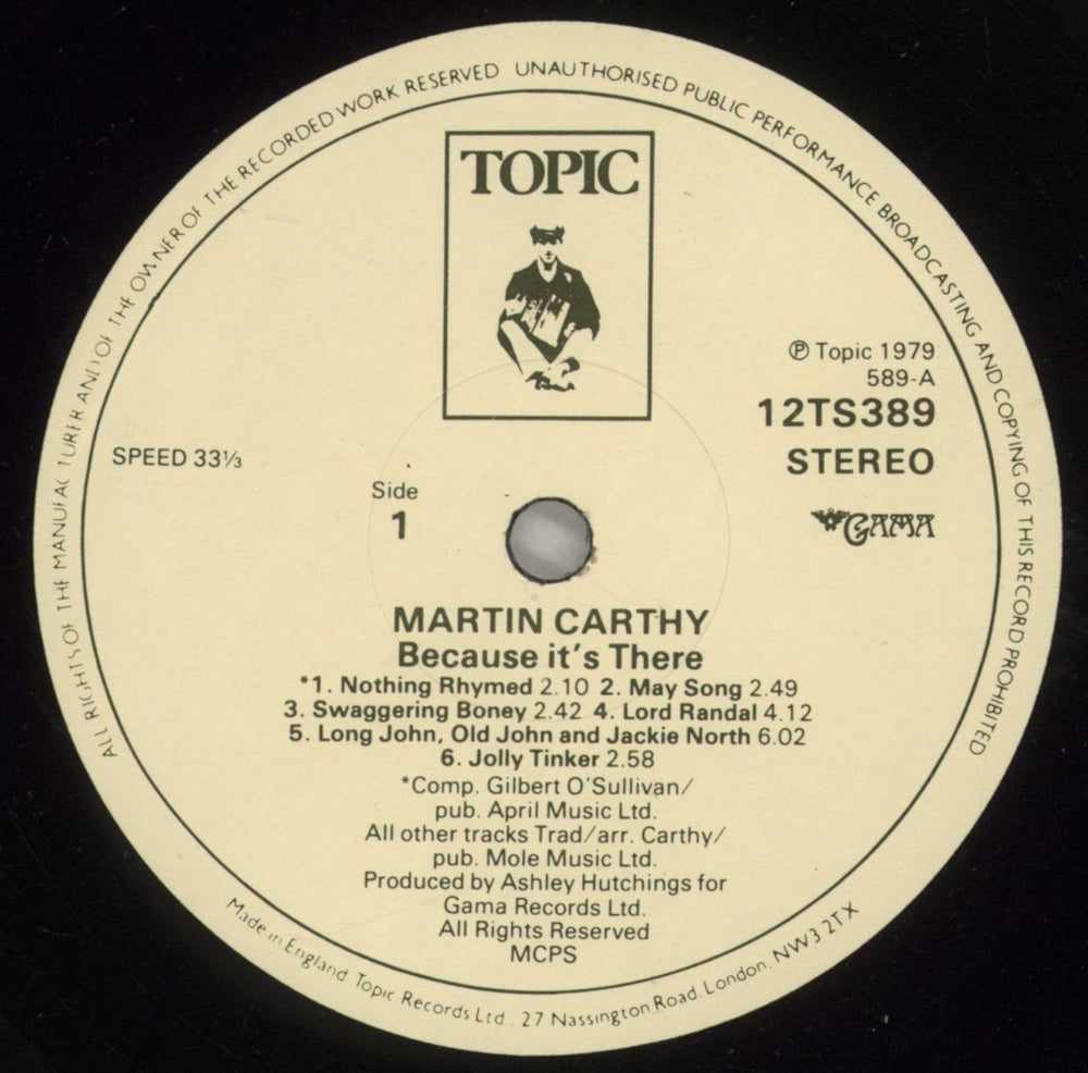 Martin Carthy Because It's There - EX UK vinyl LP album (LP record) CAYLPBE810870