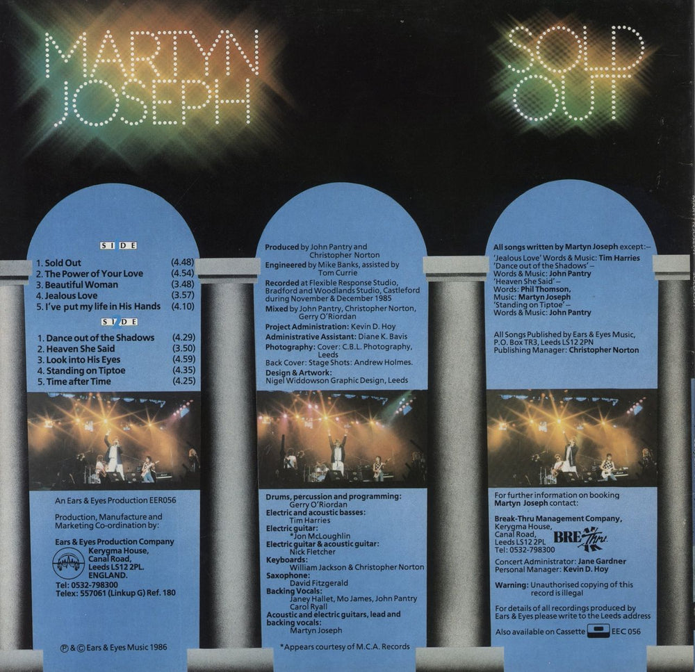 Martyn Joseph Sold Out UK vinyl LP album (LP record)