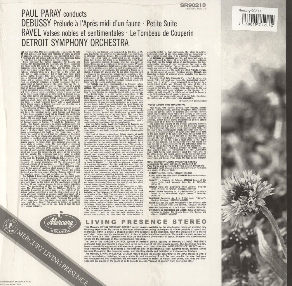 Maurice Ravel Paul Paray Conducts Music By Ravel And Debussy German vinyl LP album (LP record) 4260019712042