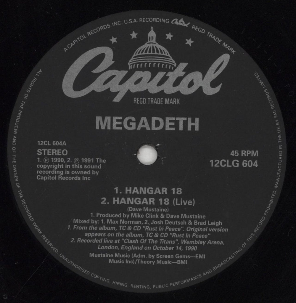 Megadeth Hangar 18 + Cut-out Mask - EX UK 12" vinyl single (12 inch record / Maxi-single) MEG12HA850253