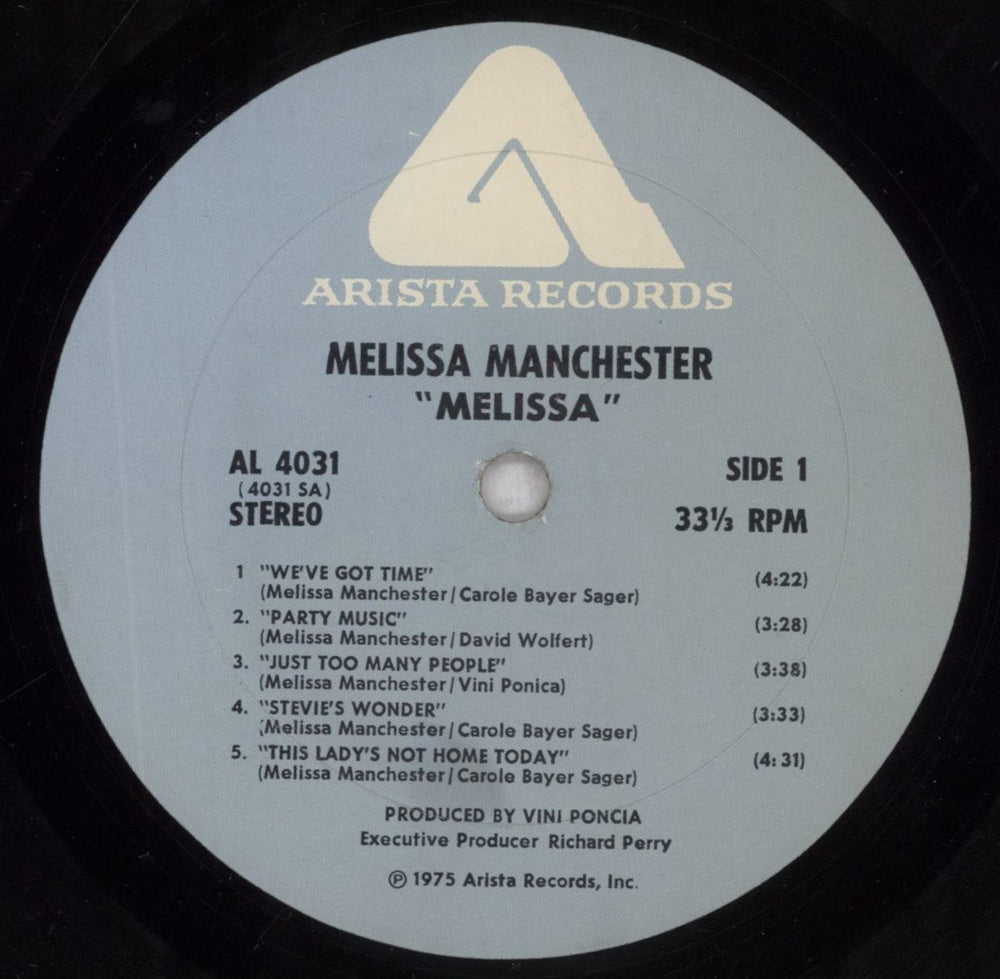 Melissa Manchester Melissa US vinyl LP album (LP record) MLRLPME837753