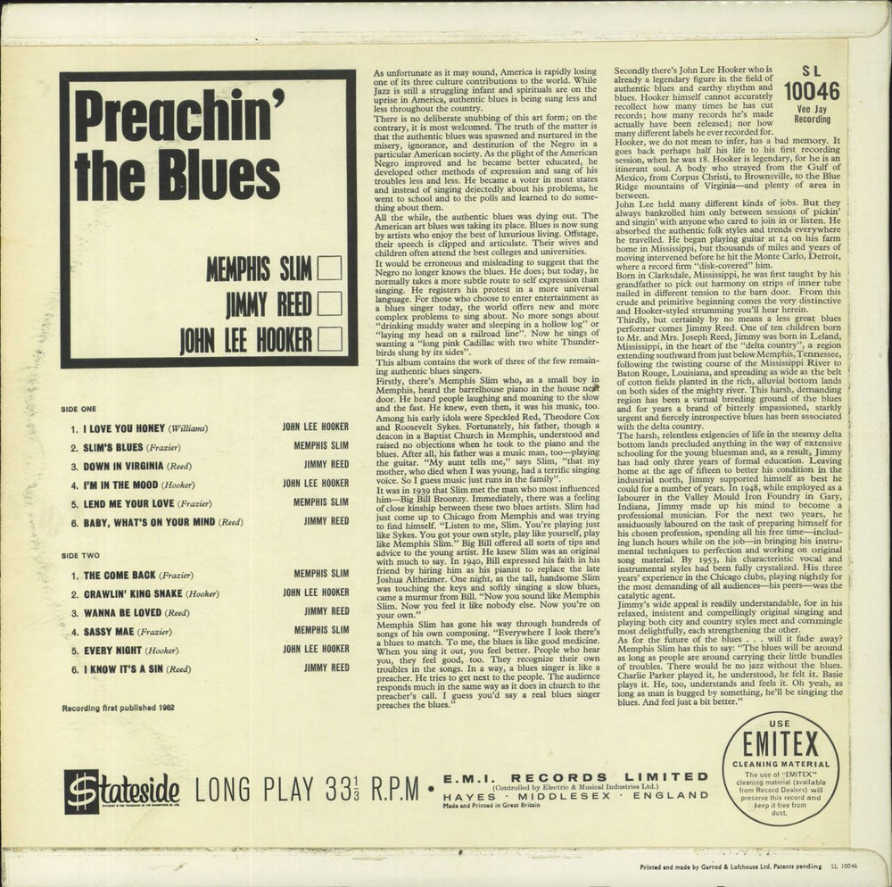 Memphis Slim Preachin' The Blues UK vinyl LP album (LP record)