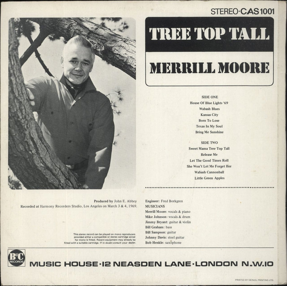 Merrill E Moore Tree Top Tall UK vinyl LP album (LP record)