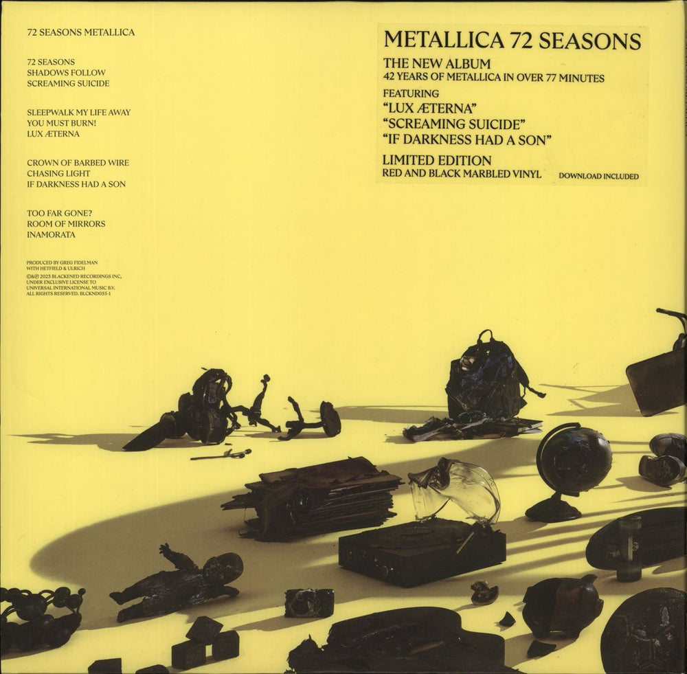 Metallica 72 Seasons - Red And Black Marbled Vinyl UK 2-LP vinyl record set (Double LP Album) 602455012463