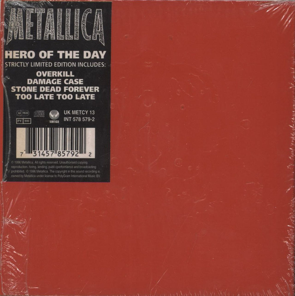 Metallica Hero Of The Day + Poster UK CD single (CD5 / 5") 731457857922