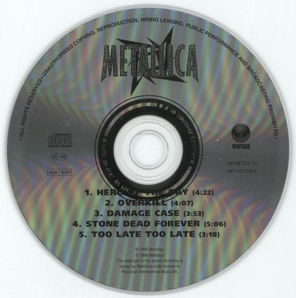 Metallica Hero Of The Day + Poster UK CD single (CD5 / 5") METC5HE599984