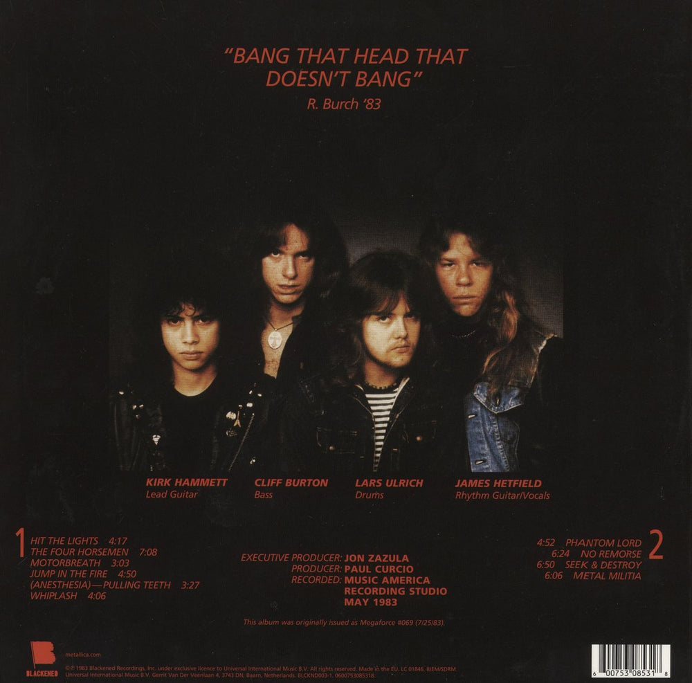 Metallica Kill 'em All US vinyl LP album (LP record) 600753085318