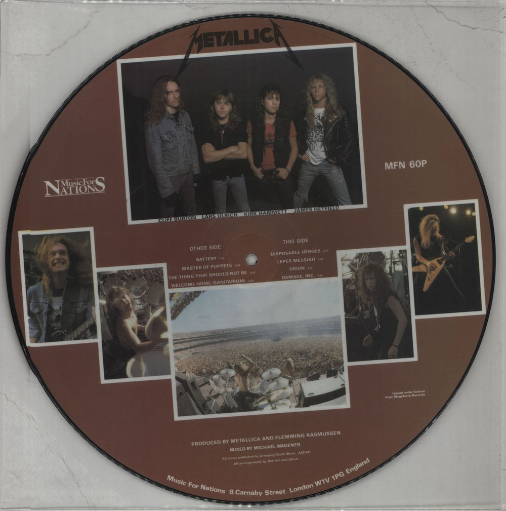 Metallica Master Of Puppets - No Barcode UK picture disc LP (vinyl picture disc album) METPDMA19565