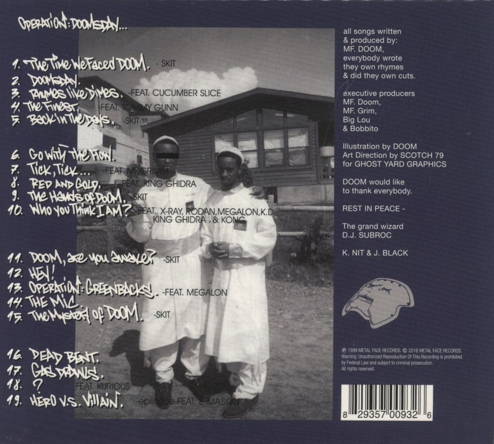 MF Doom Operation: Doomsday US CD album (CDLP) 829357009319