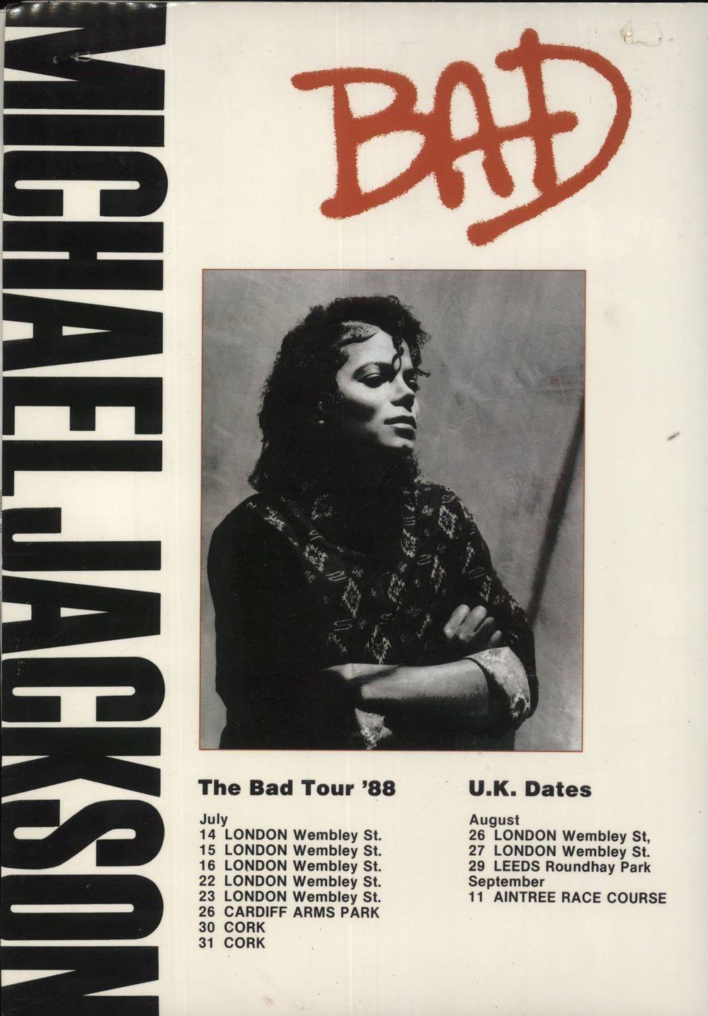Michael Jackson Bad - World Tour 1988 - Backstage pass/Ticket UK tour programme