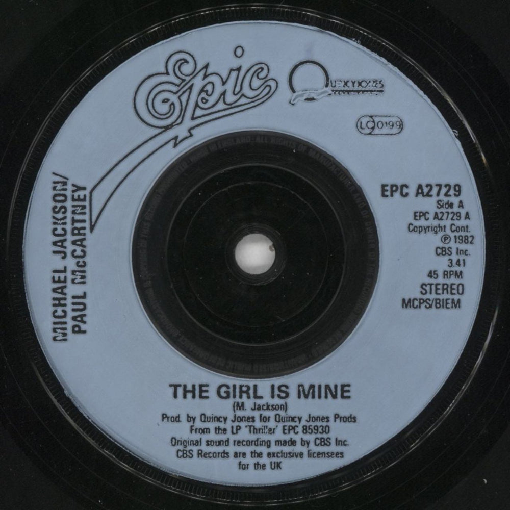 Michael Jackson The Girl Is Mine - Inj UK 7" vinyl single (7 inch record / 45) M-J07TH146838