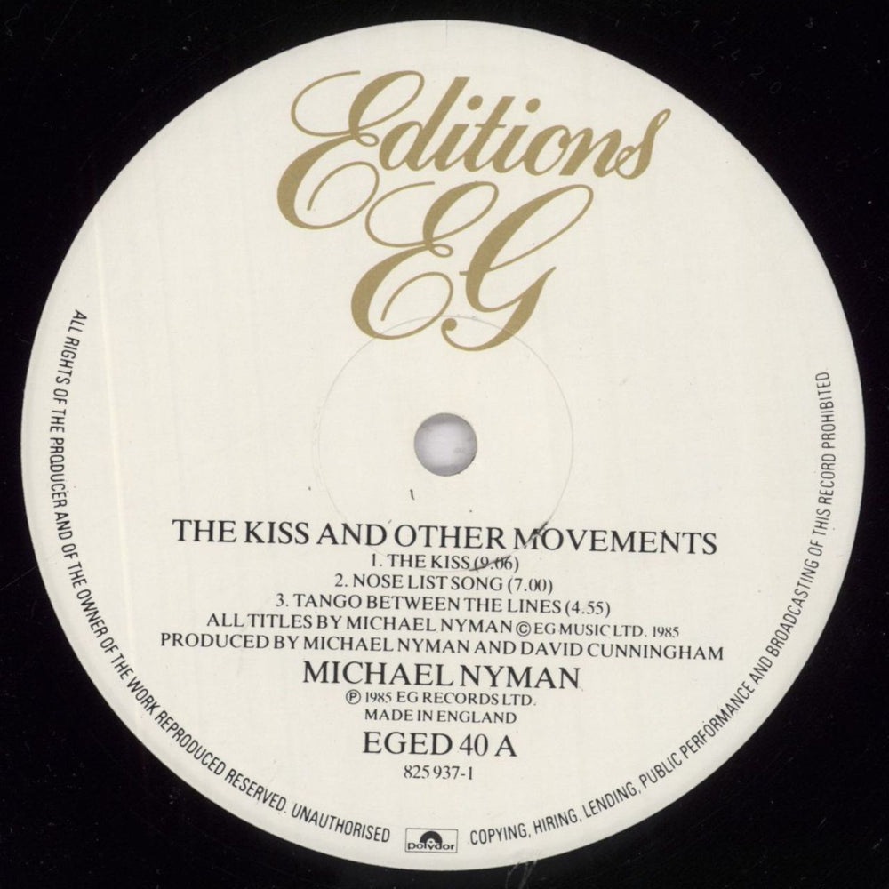 Michael Nyman The Kiss & Other Movements UK vinyl LP album (LP record) NYNLPTH834121