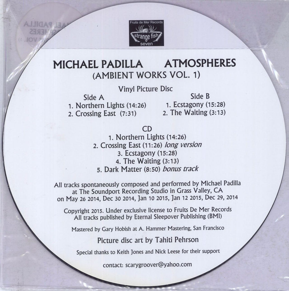 Michael Padilla Atmospheres (Ambient Works Vol. 1) + CD & Insert UK picture disc LP (vinyl picture disc album)