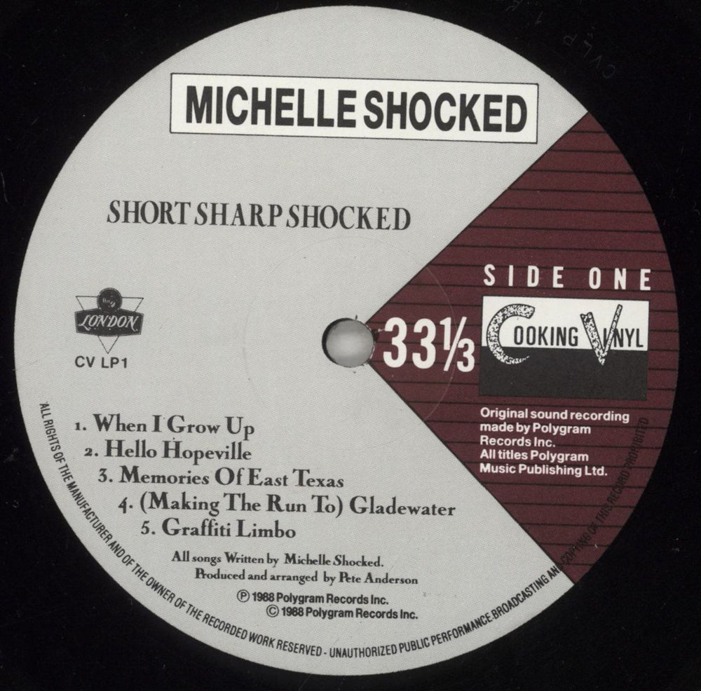 Michelle Shocked Short Sharp Shocked - Price Stickered UK vinyl LP album (LP record) SHOLPSH876644