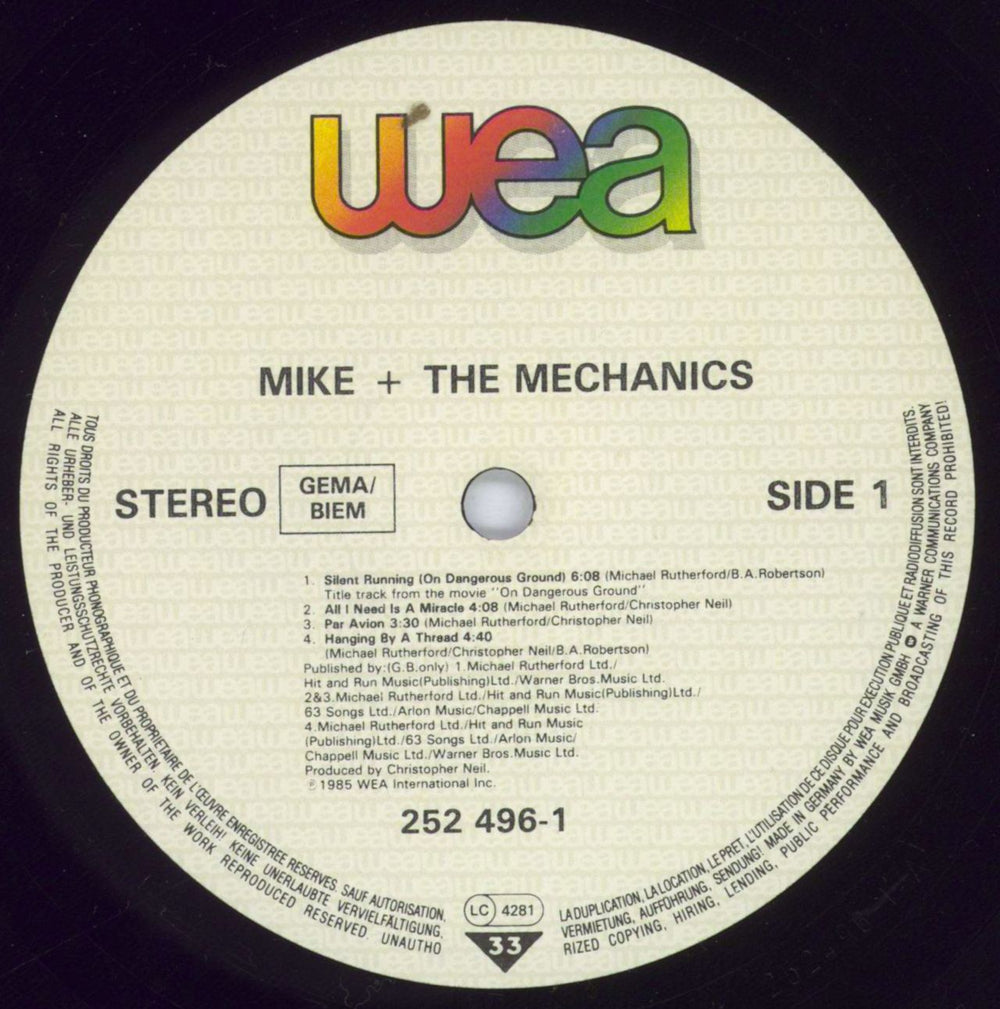 Mike & The Mechanics Mike & The Mechanics German vinyl LP album (LP record) MIKLPMI296729