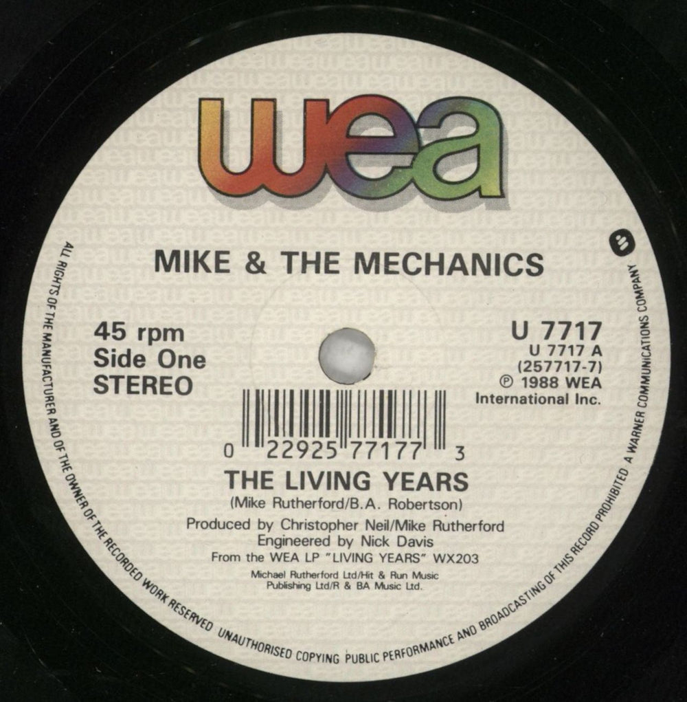 Mike & The Mechanics The Living Years UK 7" vinyl single (7 inch record / 45) MIK07TH421174