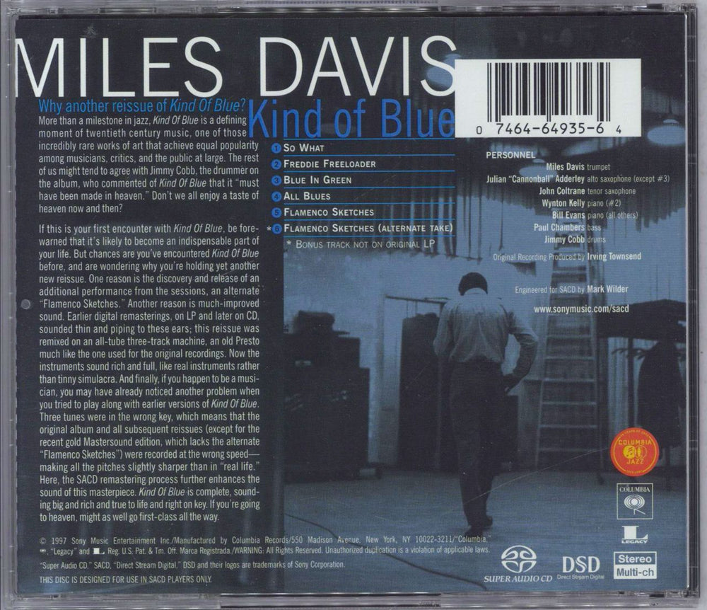 Miles Davis Kind Of Blue US super audio CD SACD 074646493564