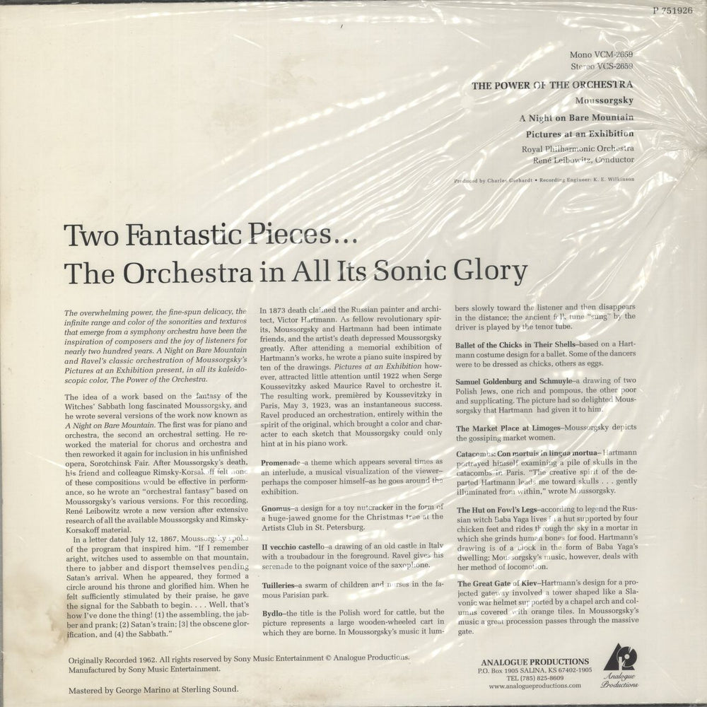 Modest Petrovich Mussorgsky The Power Of The Orchestra : A Night On Bare Mountain / Pictures At An Exhibition - 180gm Vinyl US vinyl LP album (LP record)