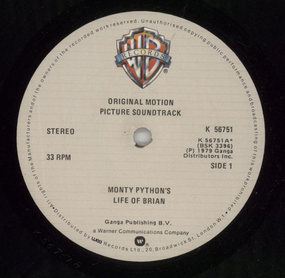 Monty Python Life Of Brian UK vinyl LP album (LP record) PYTLPLI867149