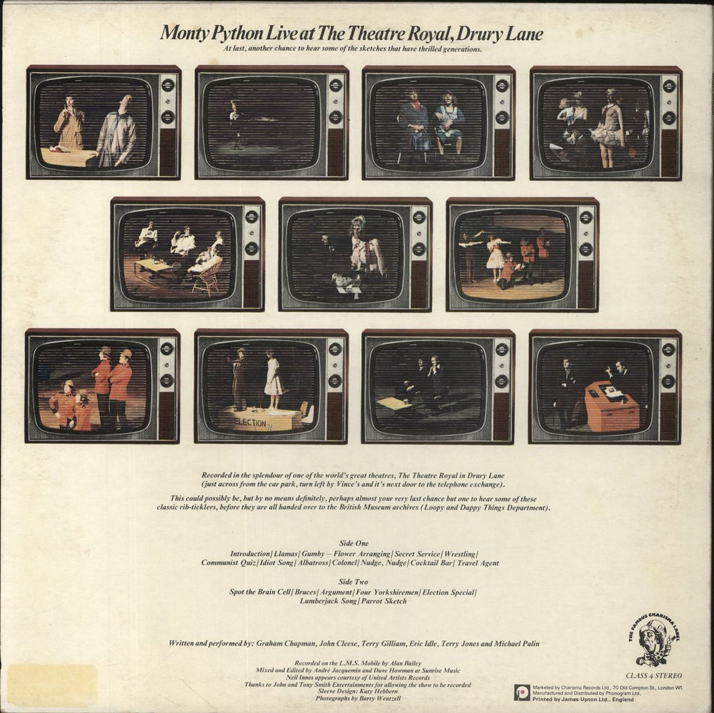 Monty Python Live At Drury Lane - blue Charisma label UK vinyl LP album (LP record)