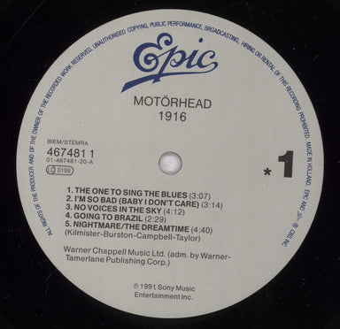 Motorhead 1916 - Nineteen Sixteen + Tour Insert Dutch vinyl LP album (LP record) MOTLPNI554068