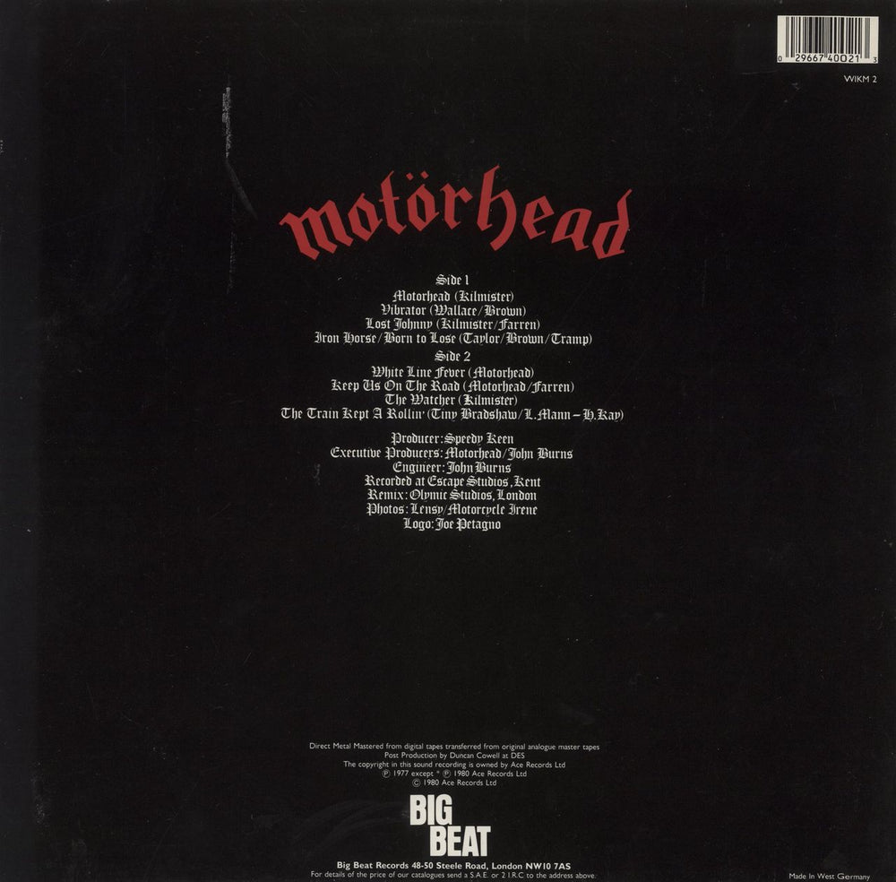 Motorhead Motorhead German vinyl LP album (LP record)
