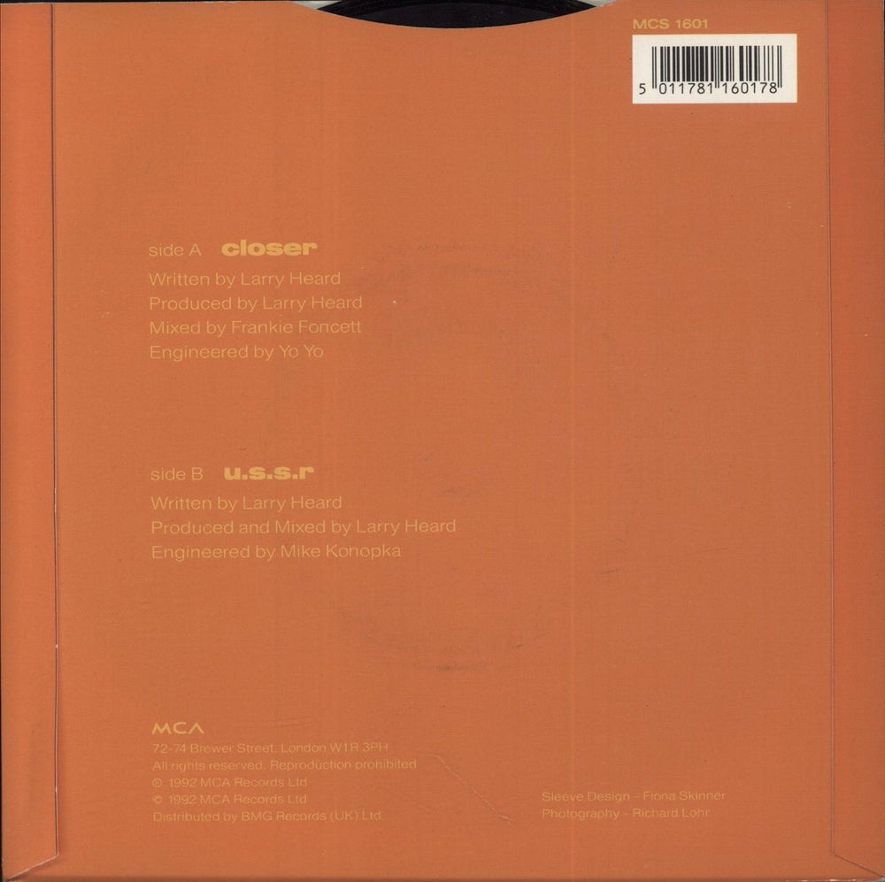 Mr Fingers Closer UK 7" vinyl single (7 inch record / 45) 5011781160178