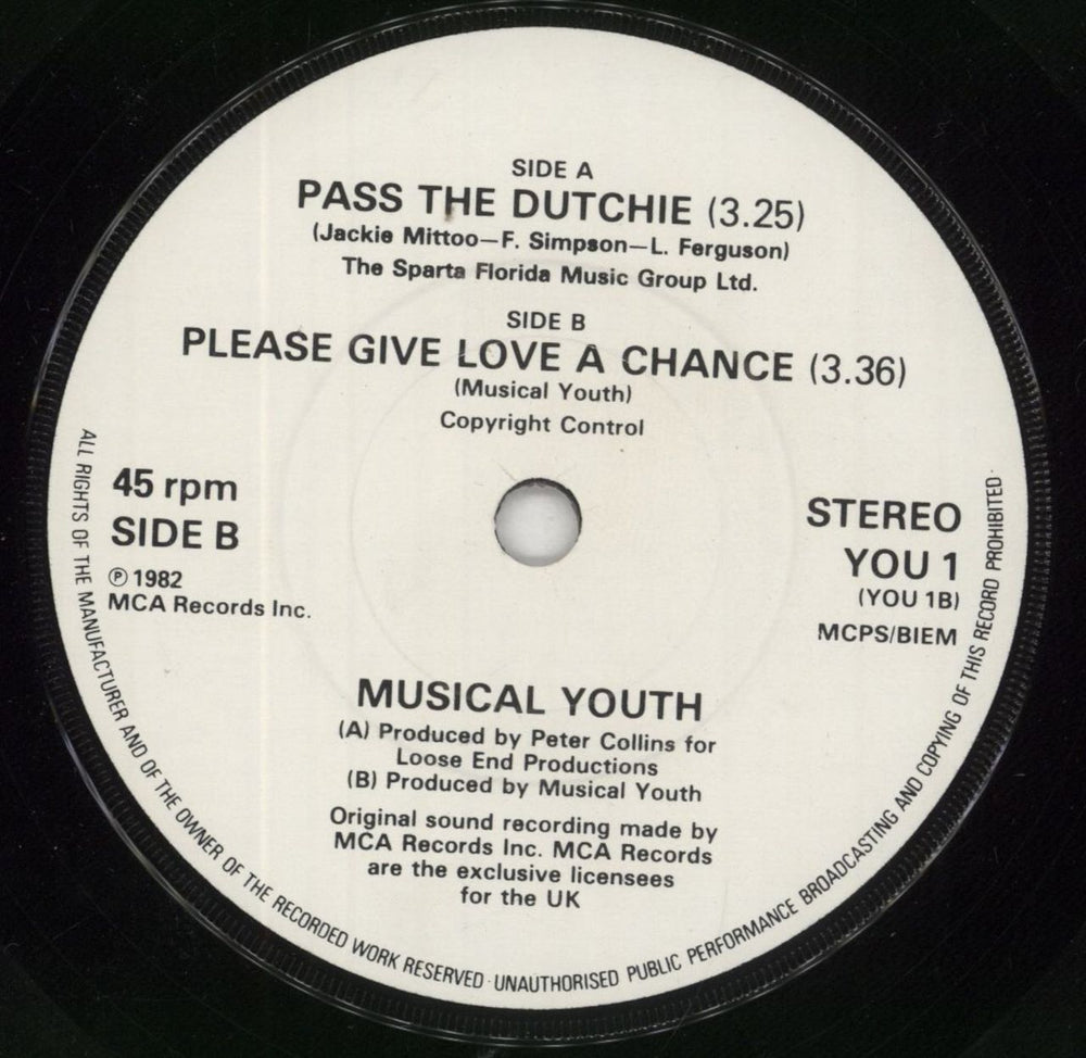 Musical Youth Pass The Dutchie - P/S UK 7" vinyl single (7 inch record / 45) MYU07PA554366