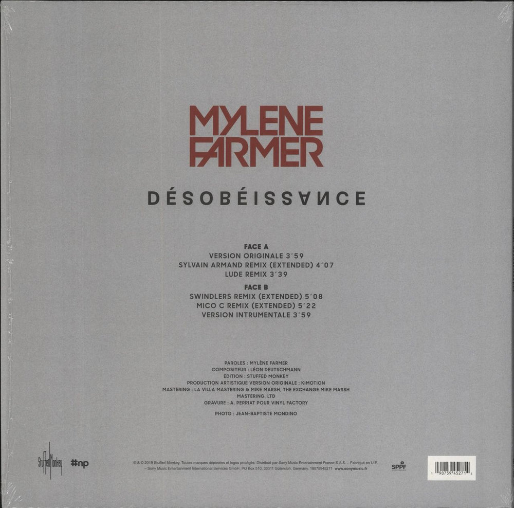 Mylene Farmer Désobéissance French 12" vinyl single (12 inch record / Maxi-single) 190759452714