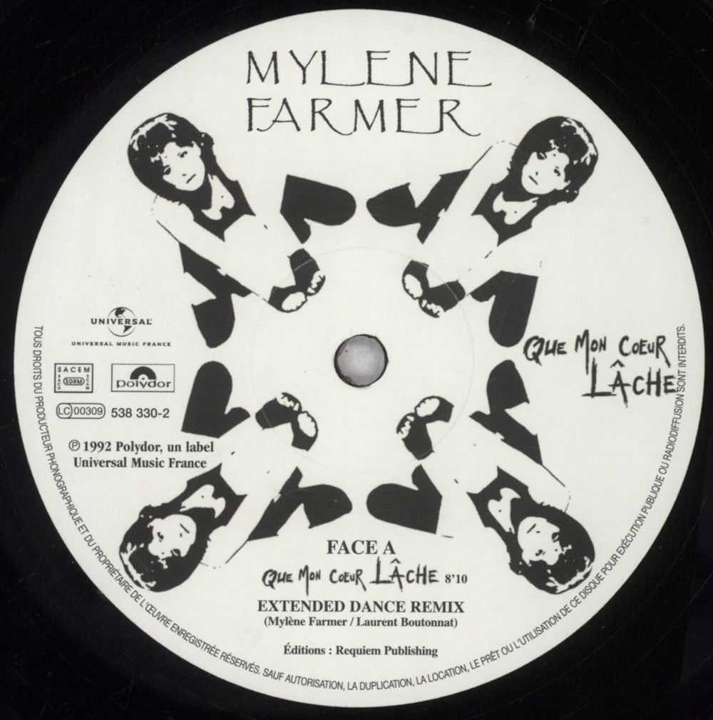 Mylene Farmer Que Mon Coeur Lache French 12" vinyl single (12 inch record / Maxi-single) MYL12QU846716