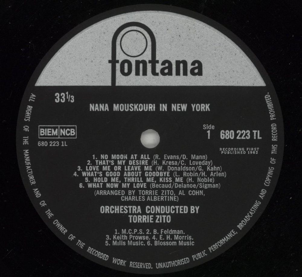 Nana Mouskouri In New York Dutch vinyl LP album (LP record) NNMLPIN531810