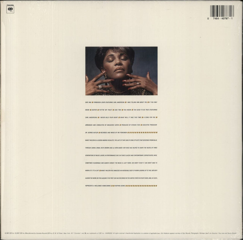 Nancy Wilson (Jazz) Forbidden Lover - Shrink US vinyl LP album (LP record) 074644078718