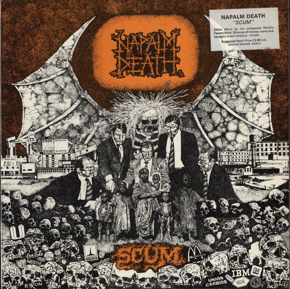 Napalm Death Scum - Orange Cover UK Vinyl LP