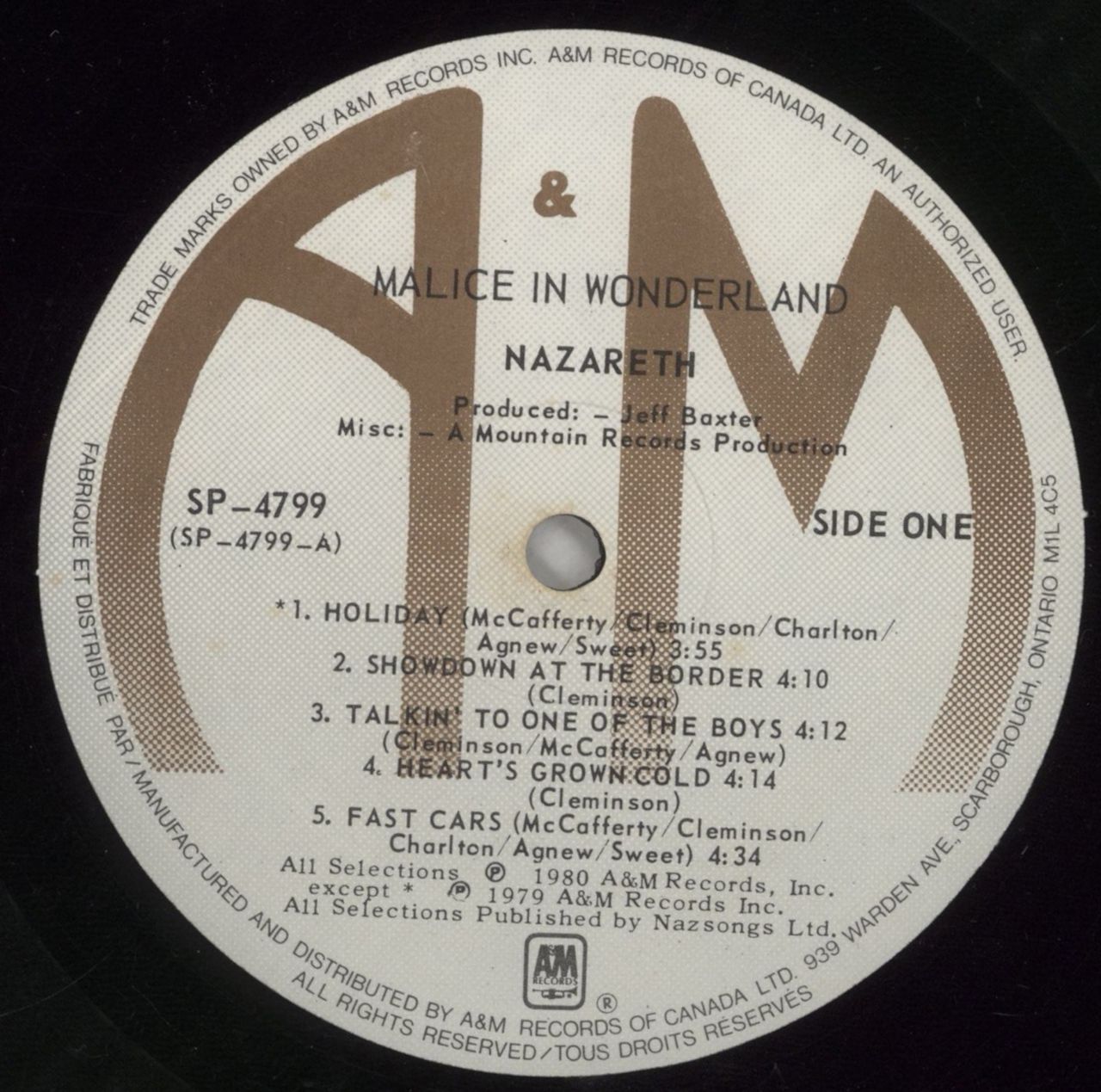 Nazareth Malice In Wonderland Canadian Vinyl LP — RareVinyl.com