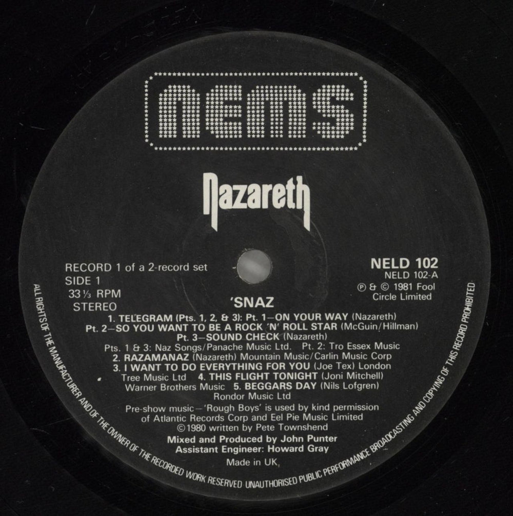 Nazareth Snaz - EX UK 2-LP vinyl record set (Double LP Album) NZR2LSN727600