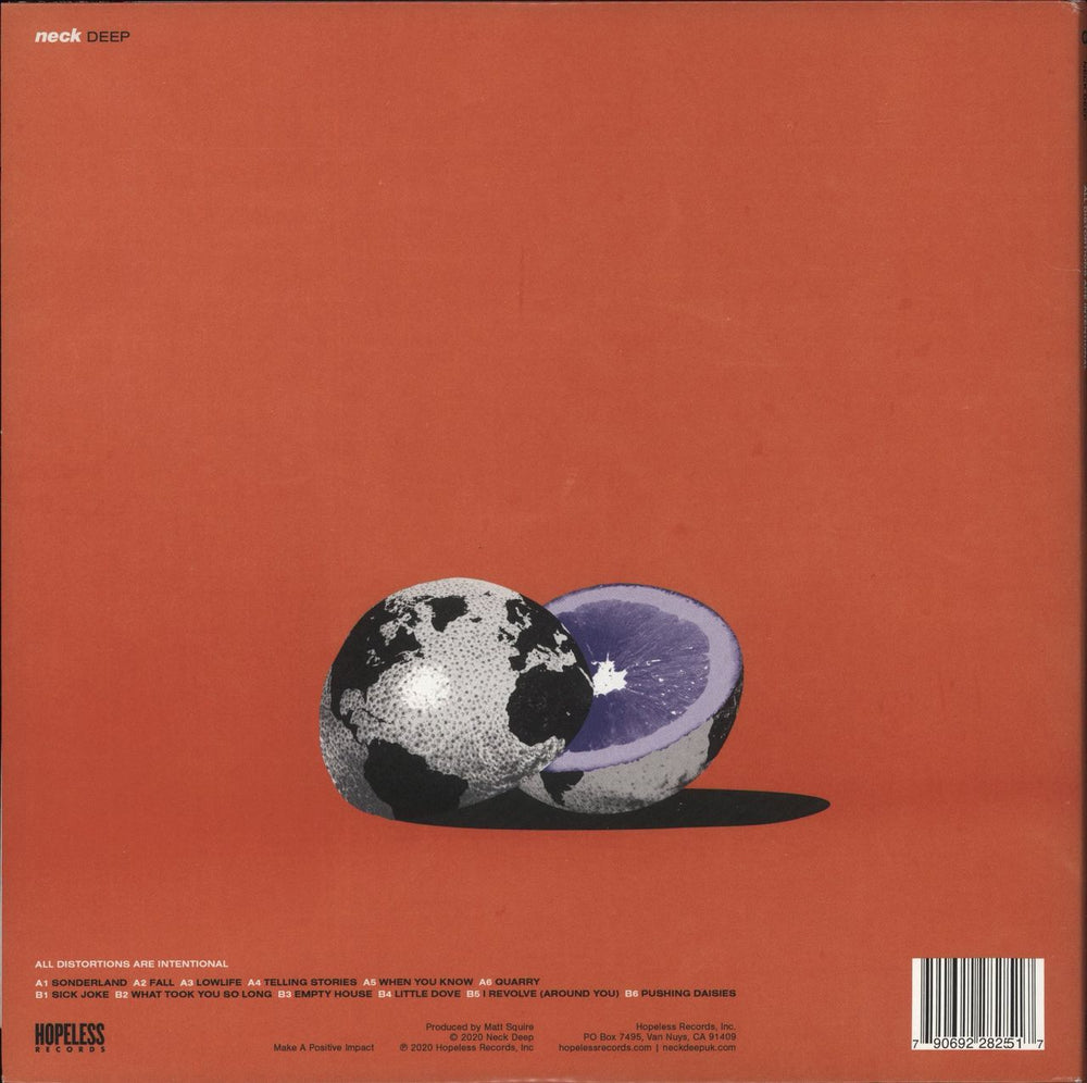 Neck Deep All Distortions Are Intentional - Orange Vinyl US vinyl LP album (LP record) 790692282517