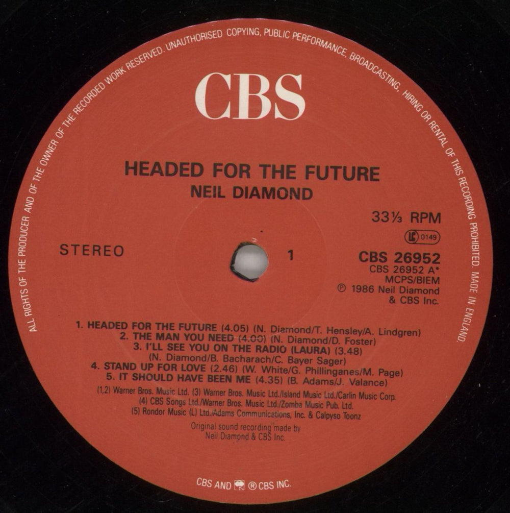Neil Diamond Headed For The Future UK vinyl LP album (LP record) NDILPHE245147