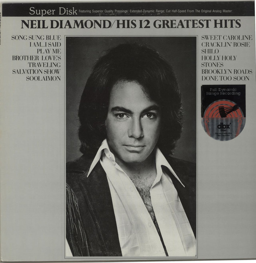 Neil Diamond His 12 Greatest Hits - dbx US vinyl LP album (LP record) SD16612