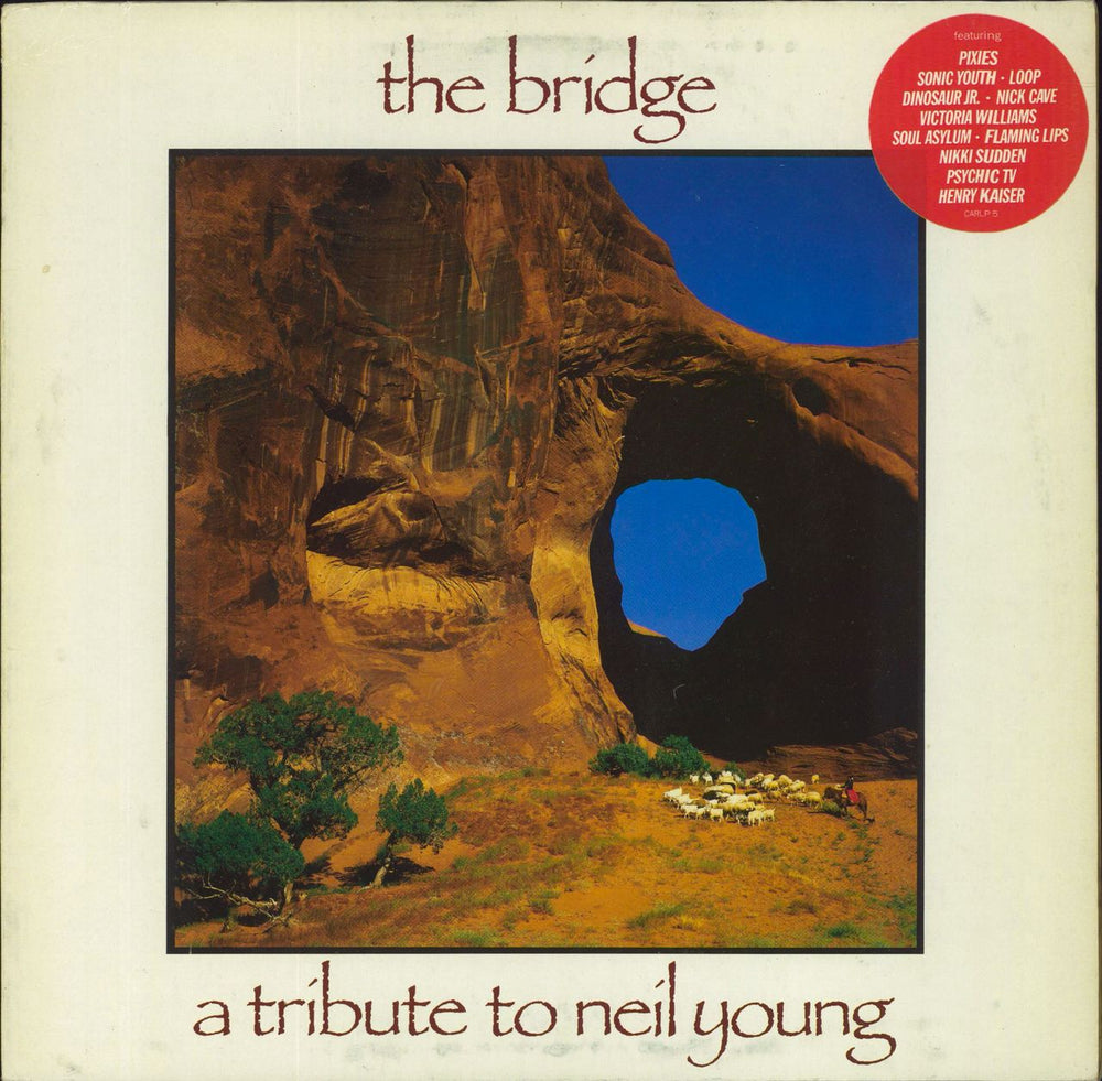 Neil Young The Bridge - A Tribute To Neil Young - EX - stickered p/s UK vinyl LP album (LP record) CARLP5