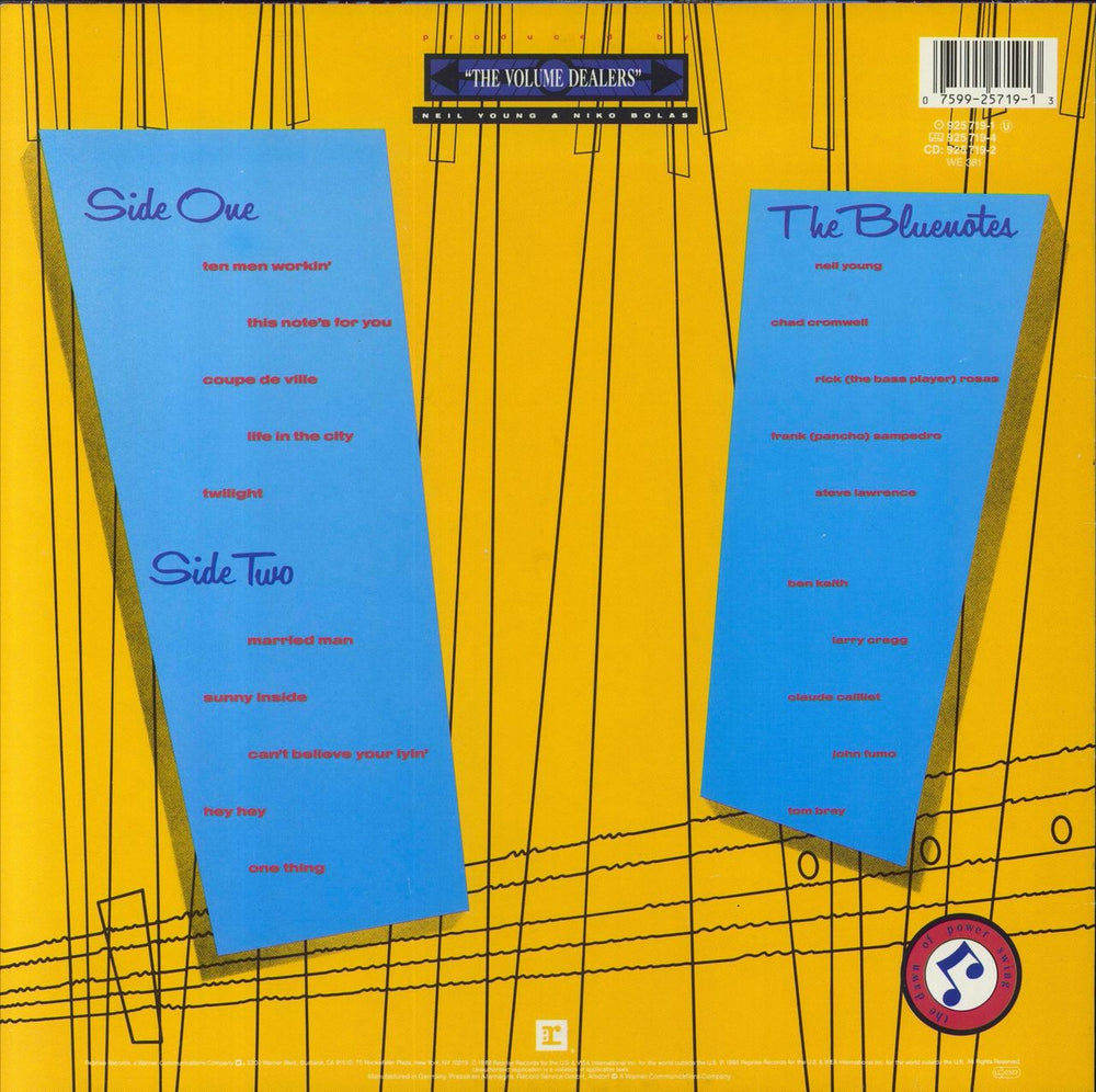 Neil Young This Note's For You UK vinyl LP album (LP record) 075992571913