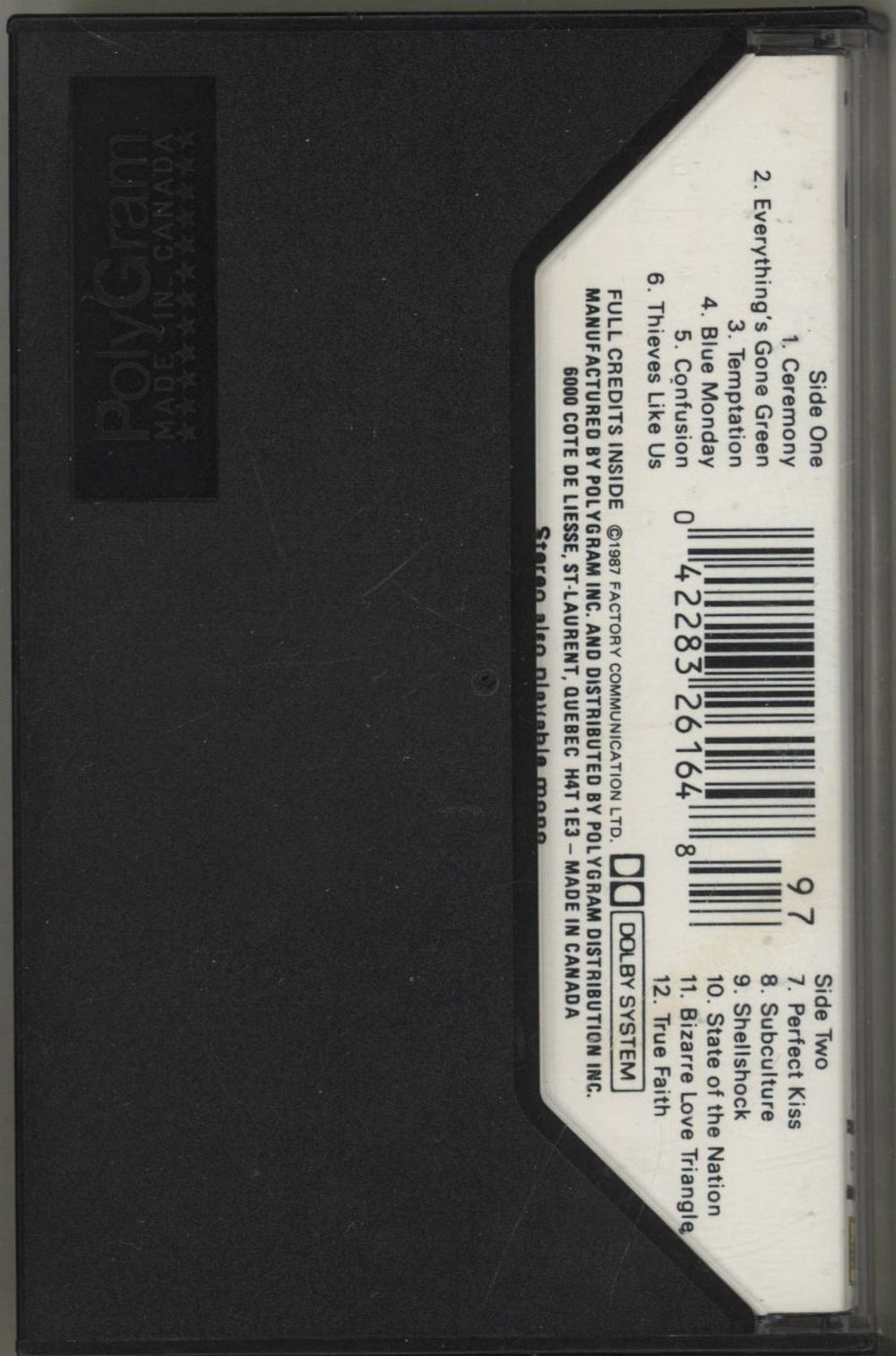 New Order Substance Canadian cassette album 042283261648