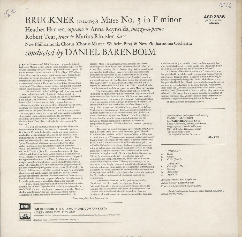 New Philharmonia Orchestra Mass No. 3 in F minor UK vinyl LP album (LP record)