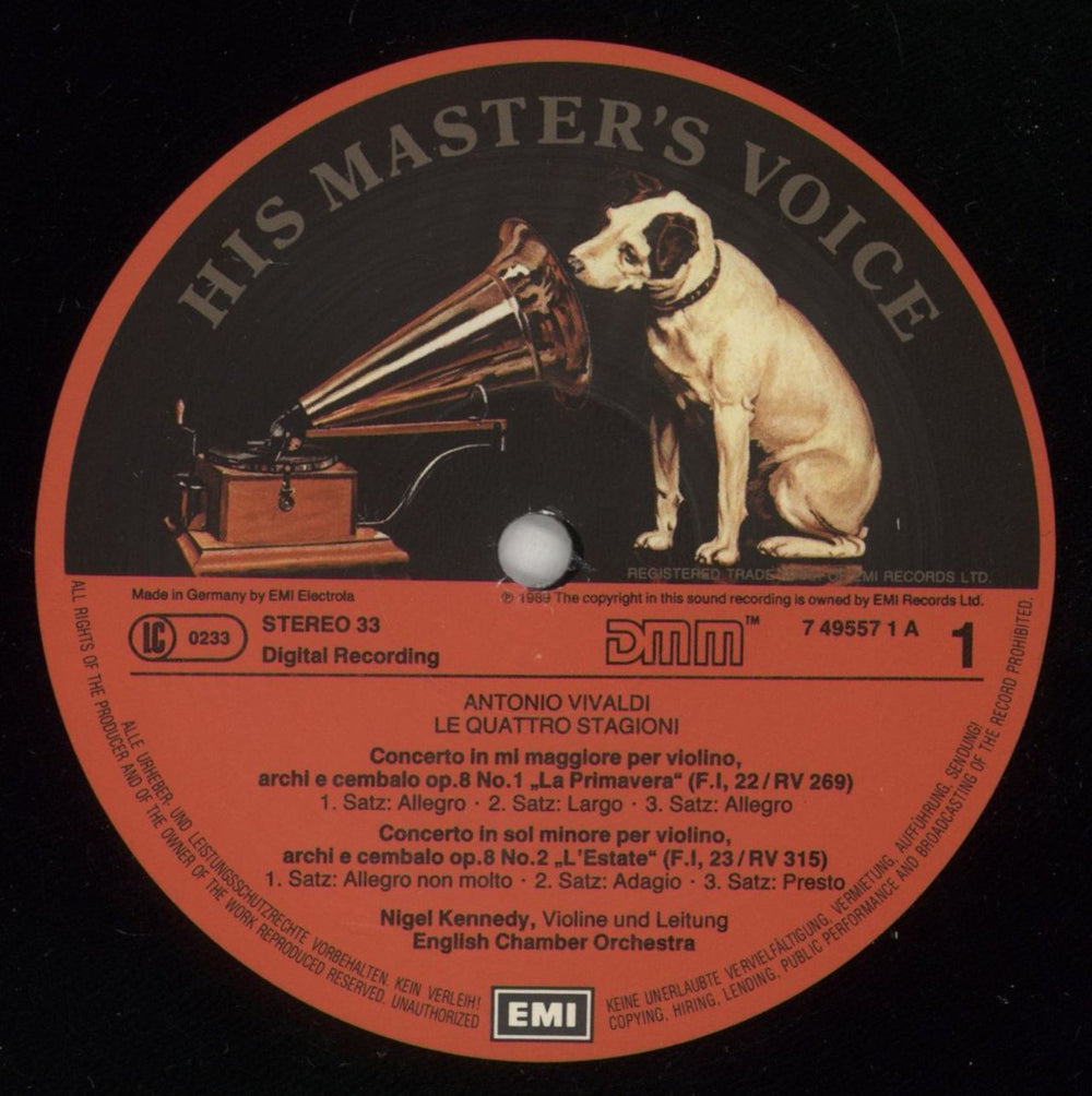 Nigel Kennedy Vivaldi: The Four Seasons UK vinyl LP album (LP record) NGKLPVI494924