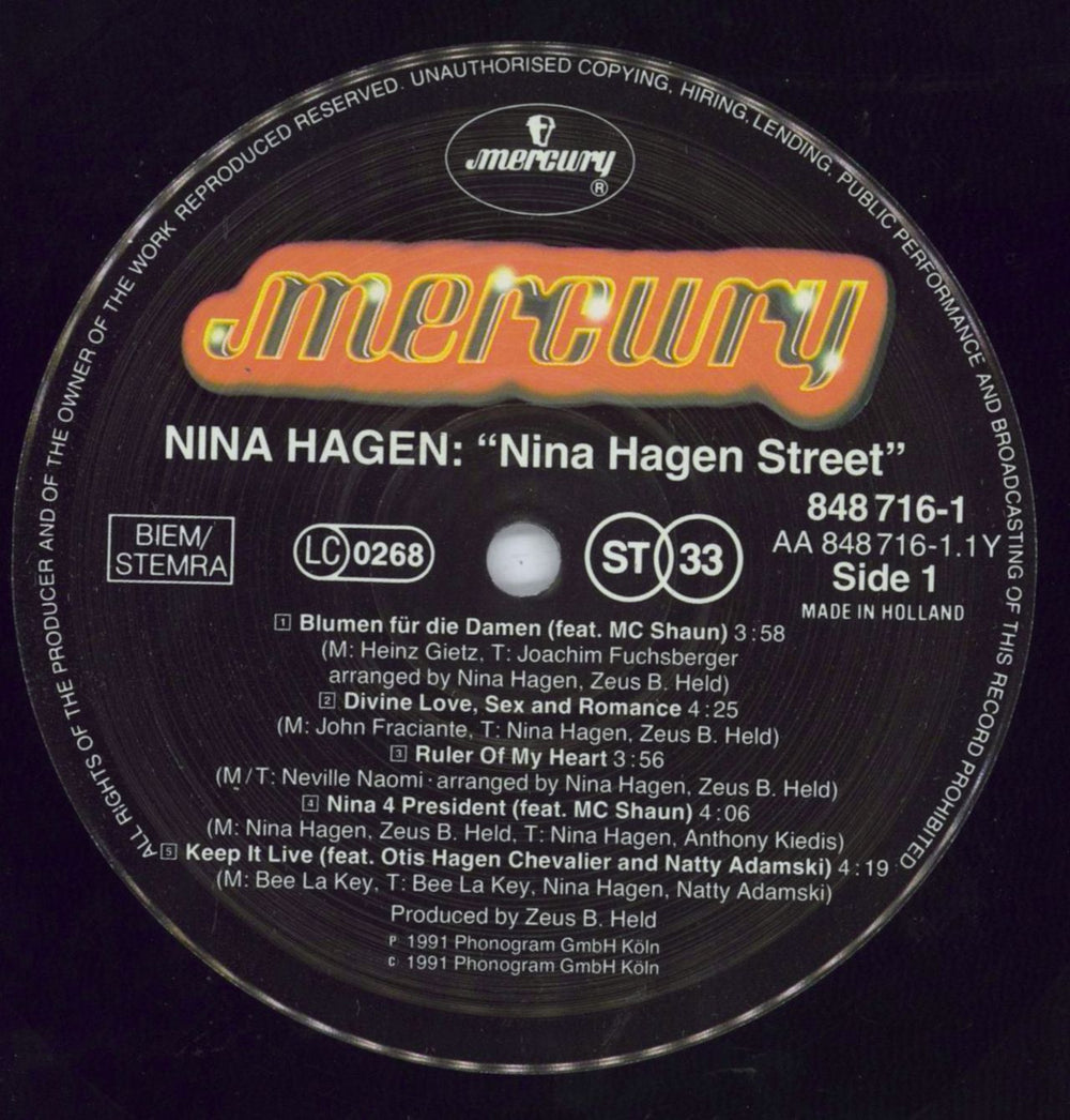 Nina Hagen Street German vinyl LP album (LP record) HAGLPST818811