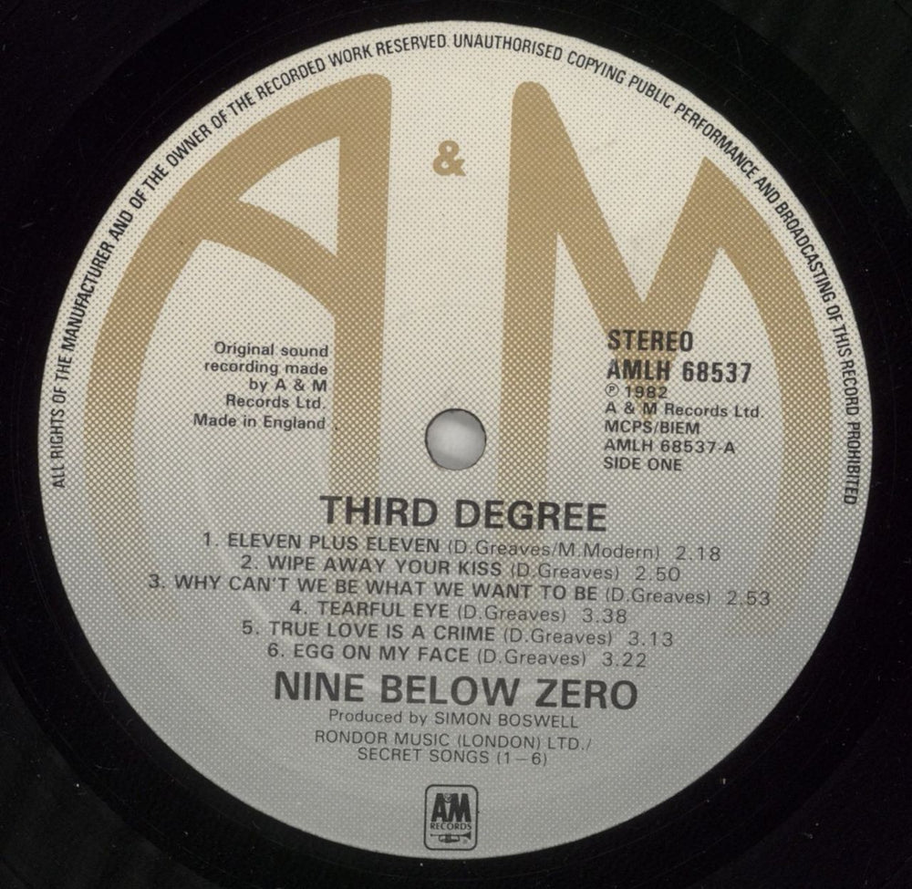 Nine Below Zero Third Degree UK vinyl LP album (LP record) NBZLPTH564634
