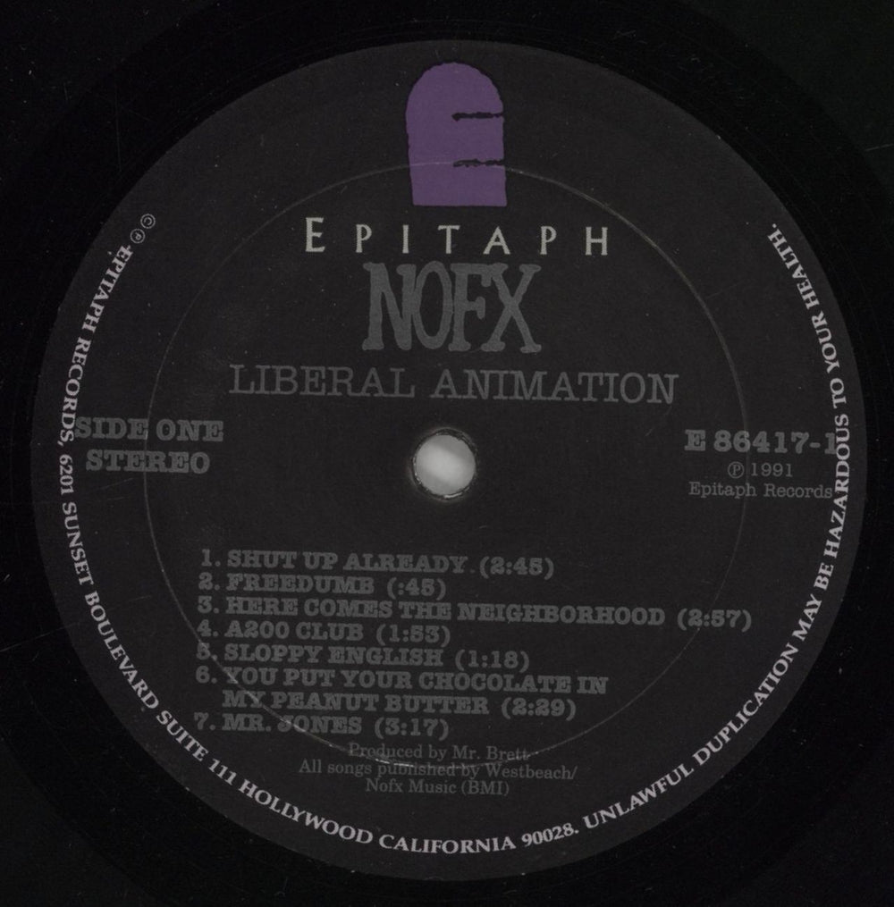 NoFX Liberal Animation US vinyl LP album (LP record) NFXLPLI863090