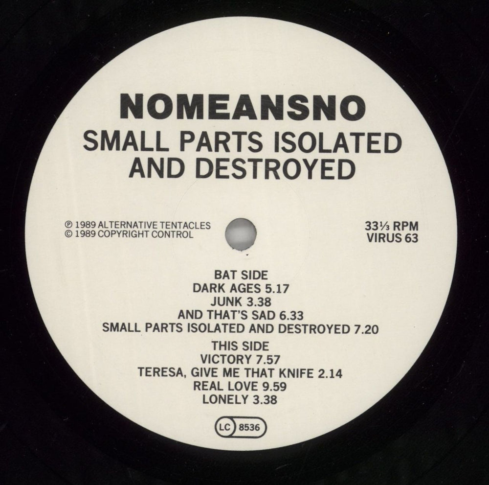 Nomeansno Small Parts Isolated And Destroyed UK vinyl LP album (LP record) NOQLPSM548414
